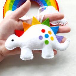 Rainbow Dinosaur. Spinosaurus With Rainbow Coloured Spikes in Either Bright Or Pastel Colours - thumbnail 3