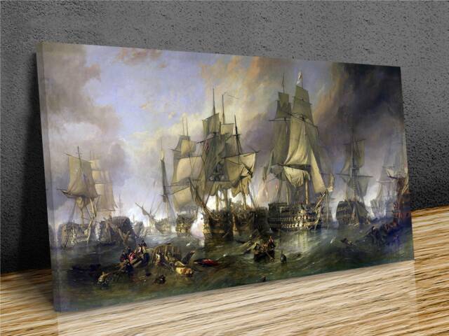 The Battle Of Trafalgar, By William Clarkson Stanfield, Wall Ar Hangings , Home D??cor, Mounted Canvas Print Ready To Hang - image 1