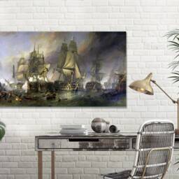 The Battle Of Trafalgar, By William Clarkson Stanfield, Wall Ar Hangings , Home D??cor, Mounted Canvas Print Ready To Hang - thumbnail 3
