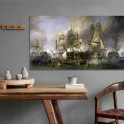 The Battle Of Trafalgar, By William Clarkson Stanfield, Wall Ar Hangings , Home D??cor, Mounted Canvas Print Ready To Hang - thumbnail 2