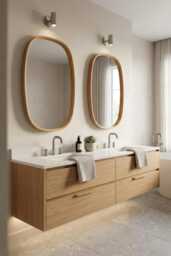 Wood Bathroom Wall Mirror, Solid Oak Or Walnut Frame, Modern Hallway Mirror - thumbnail 1