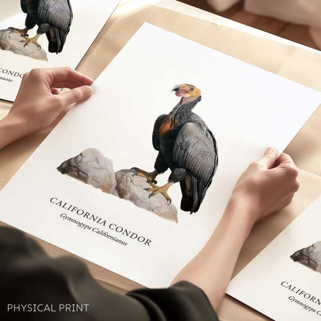 Bird Print, California Condor Poster Illustration, Gifts, Birds Of Prey, Home Wall Decor - image 1