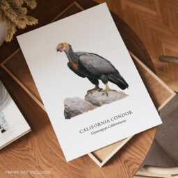 Bird Print, California Condor Poster Illustration, Gifts, Birds Of Prey, Home Wall Decor - thumbnail 2
