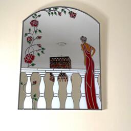 Art Deco Mirror - The Mediterranean Lady With Roses & Balustrade - thumbnail 2
