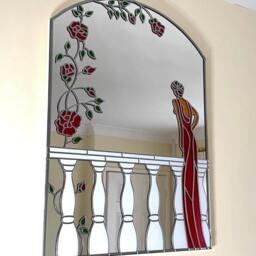 Art Deco Mirror - The Mediterranean Lady With Roses & Balustrade - thumbnail 3