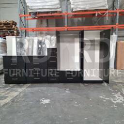 Black Wardrobe, Large Wardrobe Ready Assembled Classic 4 Door 2 Drawer Mirrored - thumbnail 3