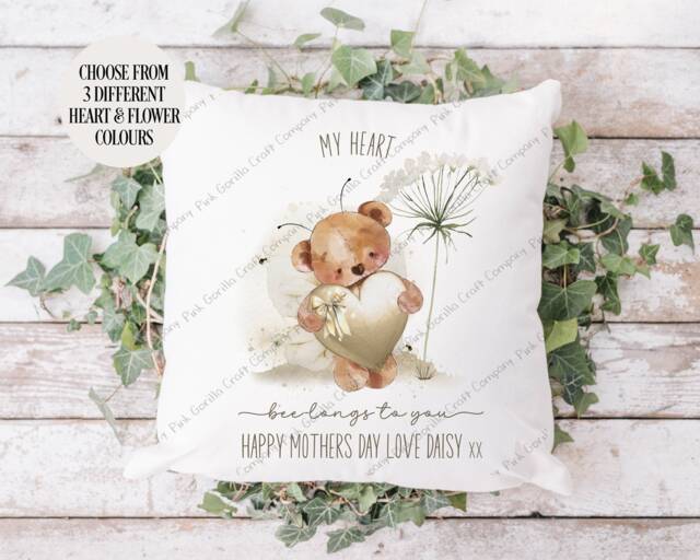Teddy Cushion, Gift For Mum, Mothers Day, From Daughter, Mum's Son, Her, Nan, Mum - image 1