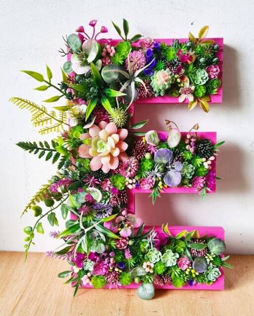 Faux Succulent Wall Letter Plant Decor Sign - Up To 12 - image 1