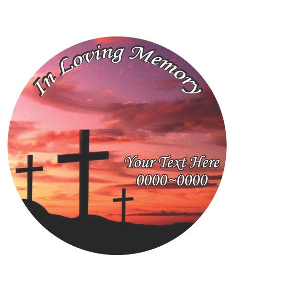 Cross in Loving Memory Full Color Circles 008 Custom Vinyl Wall Decal Or Car Sticker - Ilmfullcolorcircles008Et