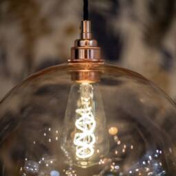 Handblown Clear Glass Ball Pendant Light 300mm With Copper Lampholder - thumbnail 2