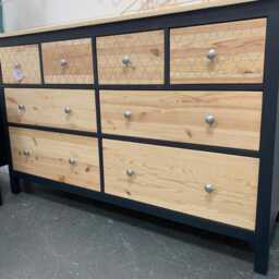Large Painted Chest Of Drawers Merchant Navy Raw Wood Silver Handles - thumbnail 2