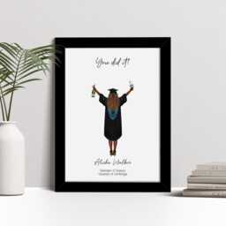 Personalised Female Graduation Portrait Print, Uni Leaving Gift, Custom Wall Art - thumbnail 2
