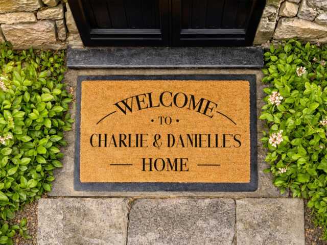 Newlywed Gift - Welcome To Charlie & Danielle's Home Custom Couple Mat - image 1