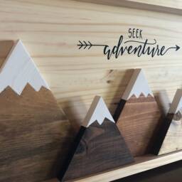 Framed Seek Adventure 3D Mountain Range Wall Art Cabin Decor Rustic Home Decoration - thumbnail 2