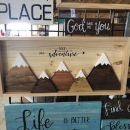 Framed Seek Adventure 3D Mountain Range Wall Art Cabin Decor Rustic Home Decoration - thumbnail 4