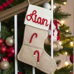 Personalized Santa Stocking With Name & Candy Canes/Gingerbread Man Reindeer Moriv Personalized Gifts For Christmas - thumbnail 4