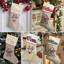 Personalized Santa Stocking With Name & Candy Canes/Gingerbread Man Reindeer Moriv Personalized Gifts For Christmas - thumbnail 2