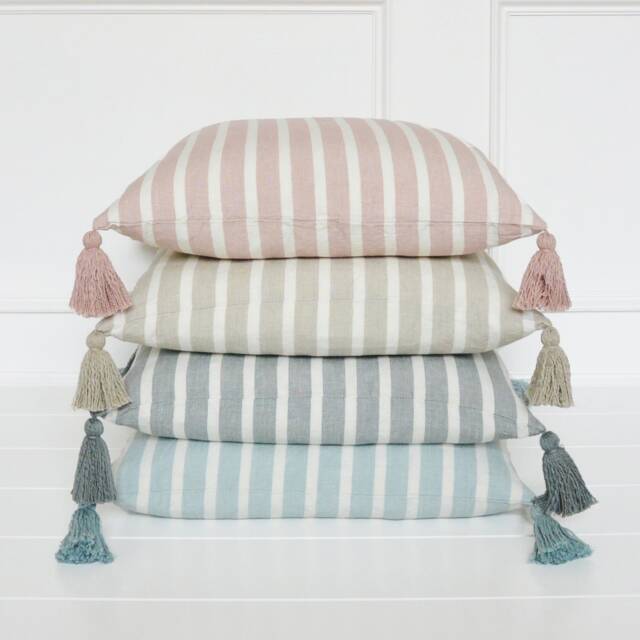 stripe Tassel Pillow Cover Layering Covers 20 X Decorative Spring With Tassels Throw - image 1