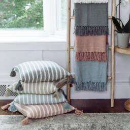 stripe Tassel Pillow Cover Layering Covers 20 X Decorative Spring With Tassels Throw - thumbnail 2