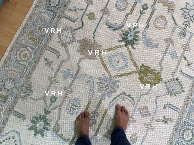 Muted Oushak Rug - Turkish Vintage Carpet Pale Green & Beige Soft Tones Elegant Living Room Antique Style Green - image 1
