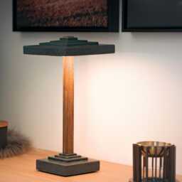 Marisha Lamp Made Of High-Quality Concrete, Wood & Brass - Latest Led Technology With Touch Table - thumbnail 2