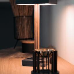 Marisha Lamp Made Of High-Quality Concrete, Wood & Brass - Latest Led Technology With Touch Table - thumbnail 3