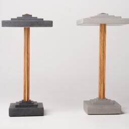 Marisha Lamp Made Of High-Quality Concrete, Wood & Brass - Latest Led Technology With Touch Table - thumbnail 4