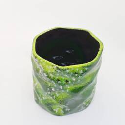 Galaxy Pen Pot/Desk Tidy - Green Ceramic With Metallic Stars - Stationary Holder, Utensil/Pencil Pot, Beaker, Secret Santa Gift - thumbnail 2
