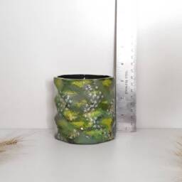 Galaxy Pen Pot/Desk Tidy - Green Ceramic With Metallic Stars - Stationary Holder, Utensil/Pencil Pot, Beaker, Secret Santa Gift - thumbnail 3