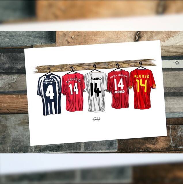 xabi Alonso Themed Career Dressing Room Kit Print Hand Illustrated Design - image 1