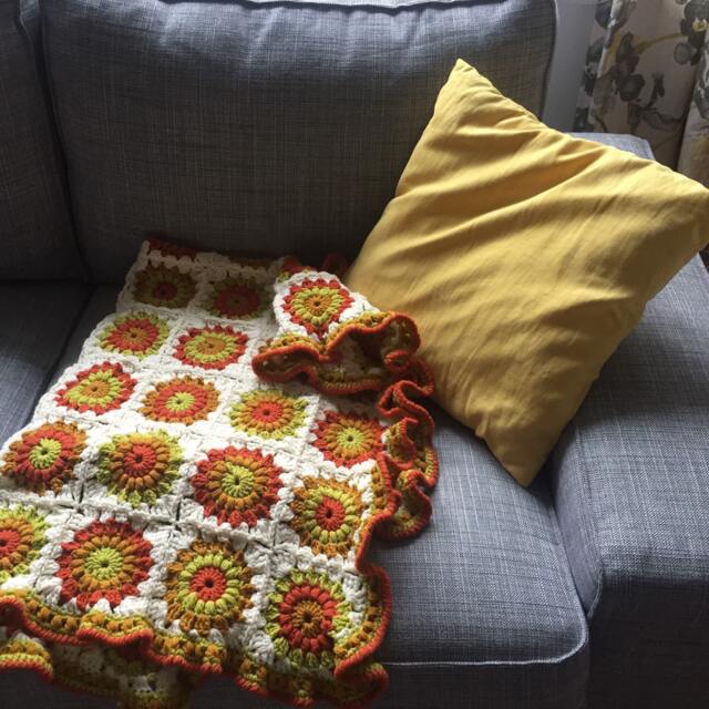 Crochet Baby Blanket, Granny Square Crochet, Lap Citrus Fruit, Gender Neutral Blanket - image 1