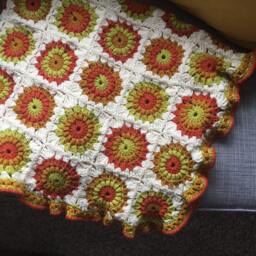 Crochet Baby Blanket, Granny Square Crochet, Lap Citrus Fruit, Gender Neutral Blanket - thumbnail 3