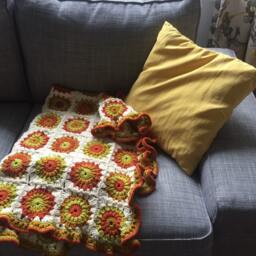 Crochet Baby Blanket, Granny Square Crochet, Lap Citrus Fruit, Gender Neutral Blanket - thumbnail 1