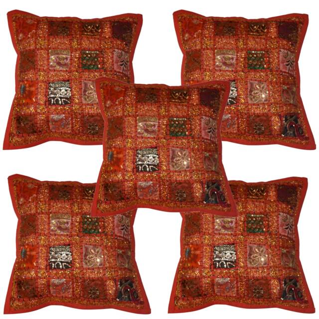 Cushion Cover Set Handmade Patchwork Embroidery Sequin Pillow Decorative Bohemian Pillows Traditional Embroidered Cases Boho - image 1