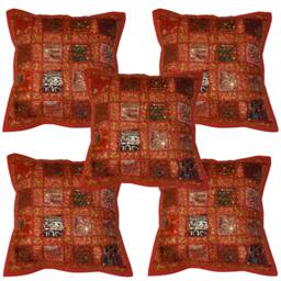 Cushion Cover Set Handmade Patchwork Embroidery Sequin Pillow Decorative Bohemian Pillows Traditional Embroidered Cases Boho