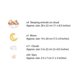 Watercolor Safari Nursery Wall Decals Jungle Animals, Clouds & Stars - thumbnail 2