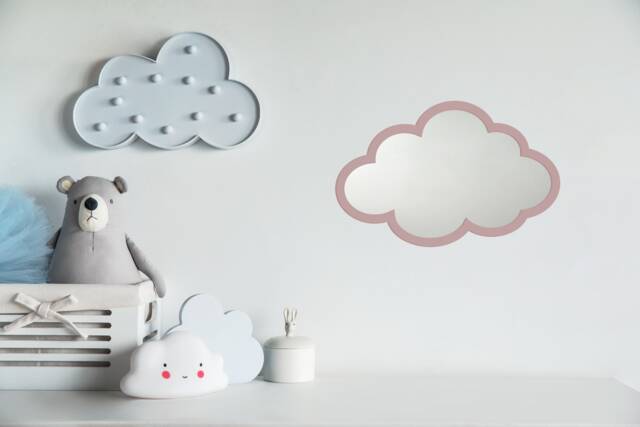 Cloud Shaped Wooden Kids Shatterproof Wall Mirror -- Bedroom Decor - Nursery Decorations Baby Shower Gift Expecting - image 1