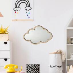 Cloud Shaped Wooden Kids Shatterproof Wall Mirror -- Bedroom Decor - Nursery Decorations Baby Shower Gift Expecting - thumbnail 4