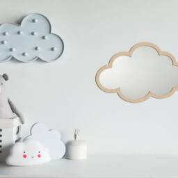 Cloud Shaped Wooden Kids Shatterproof Wall Mirror -- Bedroom Decor - Nursery Decorations Baby Shower Gift Expecting - thumbnail 2