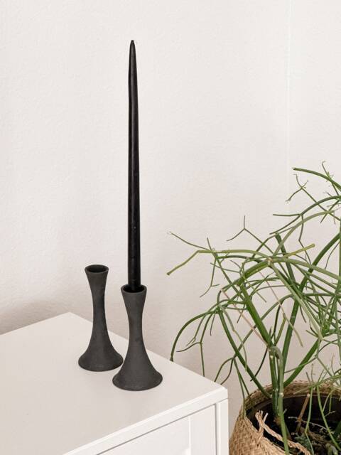 Black Clay Candle Taper Holder - image 1