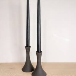 Black Clay Candle Taper Holder - thumbnail 2