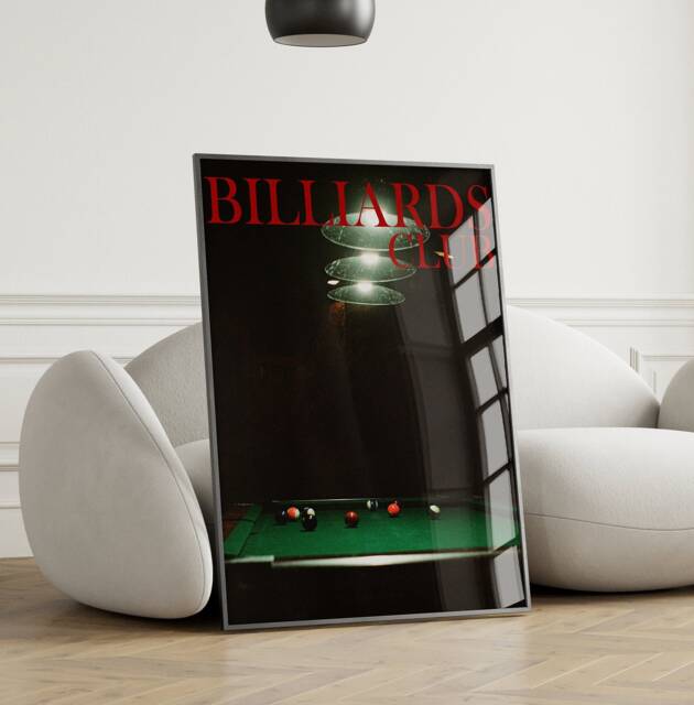 Billiards Club Poster Billiard Print 70S Retro Wall Art Psychedelic Mancave Pool Snooker 2398 - image 1
