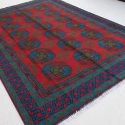 7x10 Red Afghan Rug Turkmen Tribal Ersari Rug, Hand Knotted Veg Dyes Wool Oriental Traditional Area Bedroom Living Room - thumbnail 2