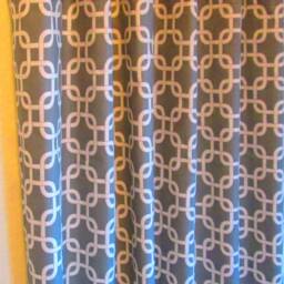 "Pair 25 Or 50"" Geometric Gotcha Panels Drapes Cafe Curtains Grey Coral Navy Blue Red Yellow Black 24 63 72 84 96 108 120" - thumbnail 3