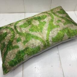 Handwoven Silk Ikat Pillow Cover 12x20, Modern Home Decor - thumbnail 4
