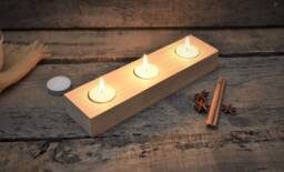 Handmade Wooden Tea Light Holder Minimalist Home Decor - thumbnail 1