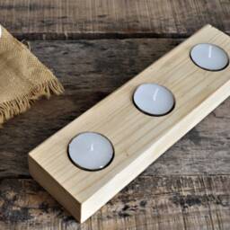 Handmade Wooden Tea Light Holder Minimalist Home Decor - thumbnail 3