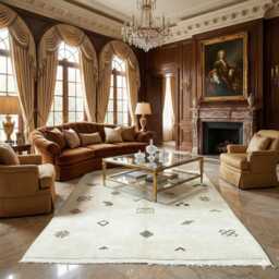 Hand-Knotted Beni Ourain Rug - Creamy Ivory Wool With Tribal Symbols - thumbnail 3