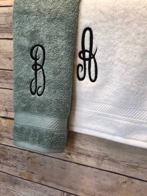 Monogrammed Embroidered Bath Towel Custom Cotton Towel By August Ave - image 1