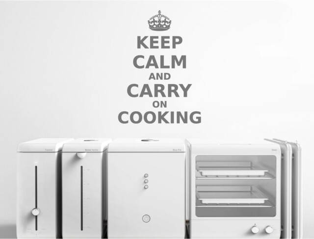 Keep Calm & Carry On Cooking Wall Sticker, Keep Decals, Quote, Stickers - image 1